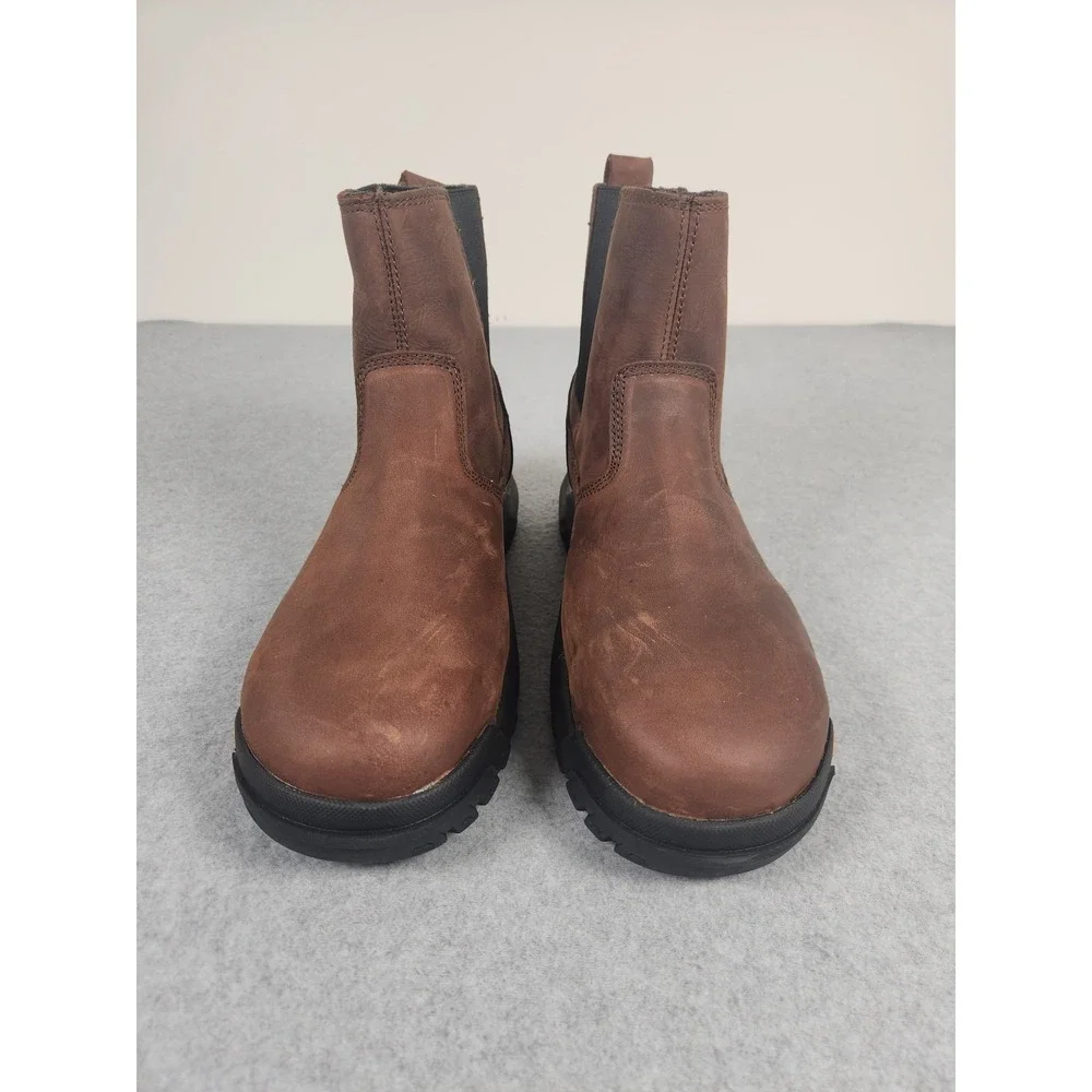 Caterpillar Work Boots Mens 9 Wide Brown Leather CAT Wheelbase Steel Toe P91026